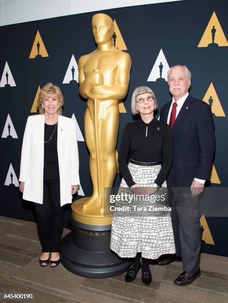 Hosts Kathryn L. Blondell, Lois Burwell and Leonard Engelman arrive to the 89th Annual Academy Awards Oscar Week reception featuring nominated films...