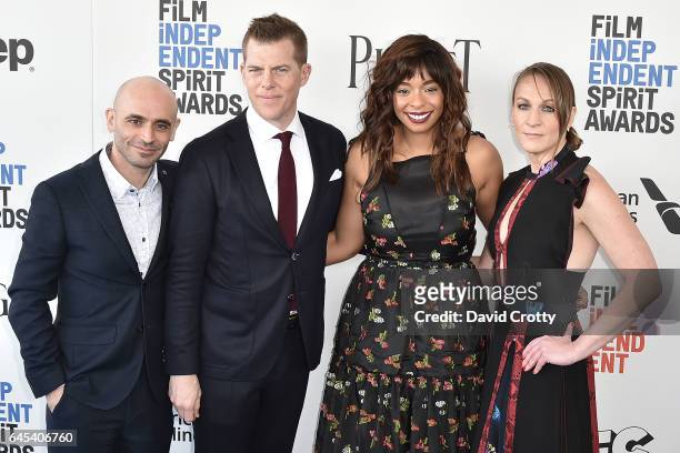 Kevin J. Walsh, Lauren Beck, Kimberly Steward and Josh Godfrey attend the 2017 Film Independent Spirit Awards Arrivals on February 25, 2017 in Santa...