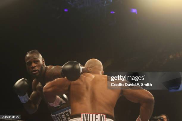 World Heavyweight Champion Deontay Wilder fights Gerald Washington at Legacy Arena at the BJCC on February 25, 2017 in Birmingham, Alabama.