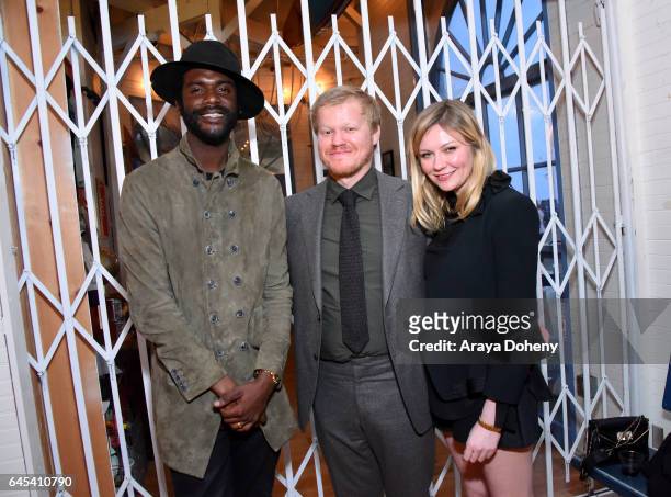Musician Gary Clark Jr., actors Jesse Plemons and Kirsten Dunst attend the 2017 Film Independent Spirit Awards at the Santa Monica Pier on February...