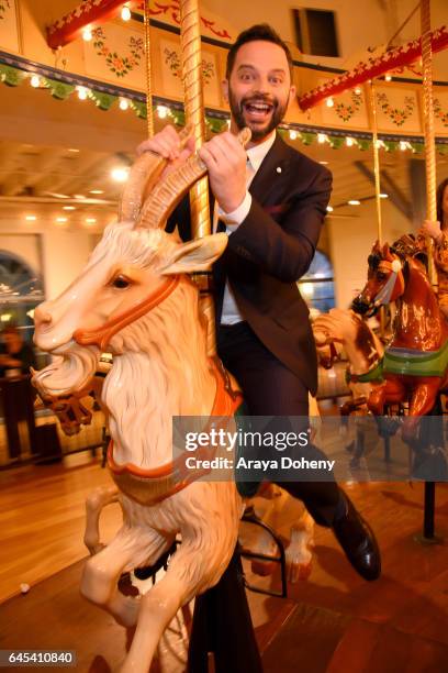 Nick Kroll rides the carousel at the 2017 Film Independent Spirit Awards at the Santa Monica Pier on February 25, 2017 in Santa Monica, California.