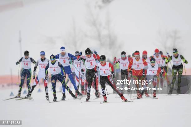 General wiew of Cross Country Ladies 15.0 km Mass Start Free on the day nine of the 2017 Sapporo Asian Winter Games at Shirahatayama Open Stadium on...