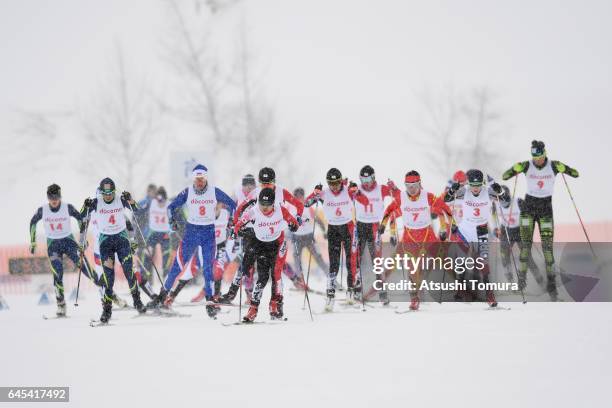 General wiew of Cross Country Ladies 15.0 km Mass Start Free on the day nine of the 2017 Sapporo Asian Winter Games at Shirahatayama Open Stadium on...