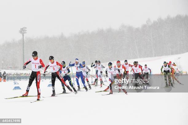 General wiew of Cross Country Ladies 15.0 km Mass Start Free on the day nine of the 2017 Sapporo Asian Winter Games at Shirahatayama Open Stadium on...