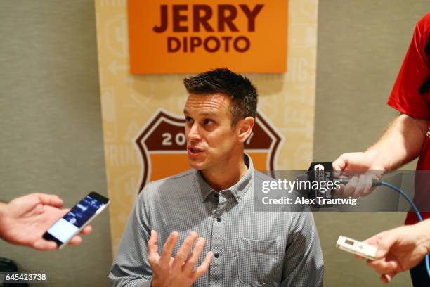 Jerry Dipoto, general manager of the Seattle Mariners, speaks to the media during 2017 Cactus League Media Availability on Tuesday, February 21, 2017...