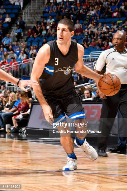 Damjan Rudez of the Orlando Magic handles the ball against the Atlanta Hawks on February 25, 2017 at Amway Center in Orlando, Florida. NOTE TO USER:...