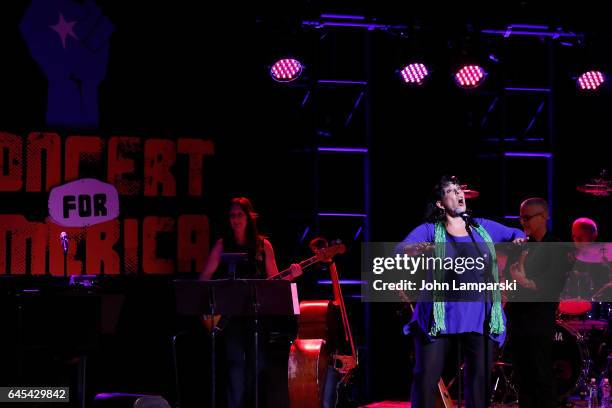 Christine Pedi performs during the Concert for America: Stand Up, Sing Out! at Town Hall on February 25, 2017 in New York City.