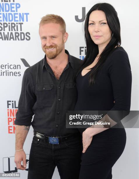 Actors Ben Foster and Laura Prepon arrive at the 2017 Film Independent Spirit Awards on February 25, 2017 in Santa Monica, California.