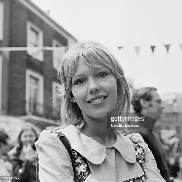 English actress Tessa Wyatt at the Beauchamp Place Fair, London, UK, 26th June 1971.