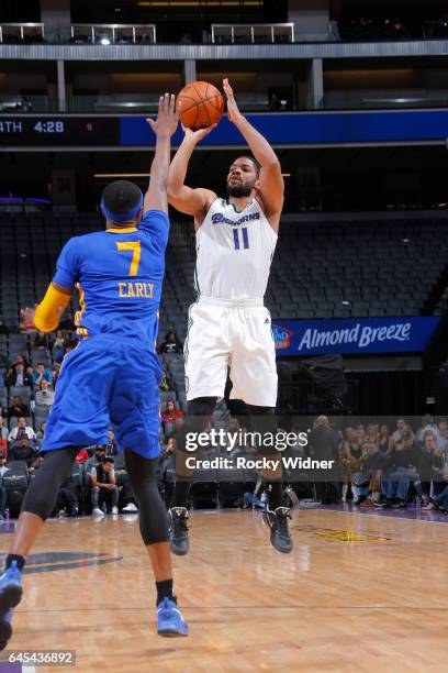 Gary Neal of the Reno Bighorns shoots the ball against the Santa Cruz Warriors on February 24, 2017 at Golden 1 Center in Sacramento, California....