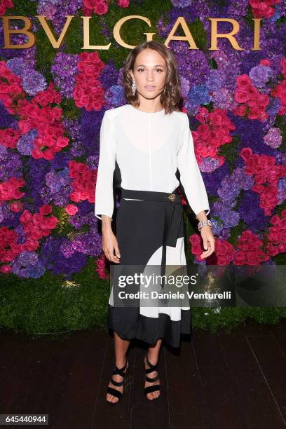 Actor Alicia Vikander attends Bulgari's Pre-Oscar Dinner at Chateau Marmont on February 25, 2017 in Hollywood, United States.