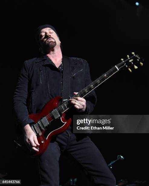 Guitarist/producer John Shanks performs with Bon Jovi at T-Mobile Arena on February 25, 2017 in Las Vegas, Nevada.