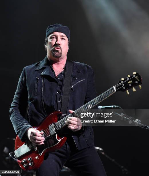 Guitarist/producer John Shanks performs with Bon Jovi at T-Mobile Arena on February 25, 2017 in Las Vegas, Nevada.