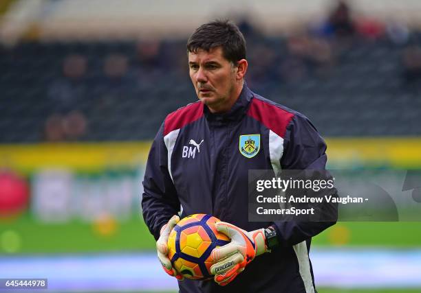 Burnley's goalkeeping coach Billy Mercer during the pre-match warm-up prior to the Premier League match between Hull City and Burnley at KCOM Stadium...