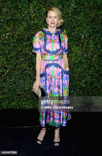 Actress Naomi Watts, wearing CHANEL, attends the Charles Finch and CHANEL Pre-Oscar Awards Dinner at Madeo Restaurant on February 25, 2017 in Beverly...