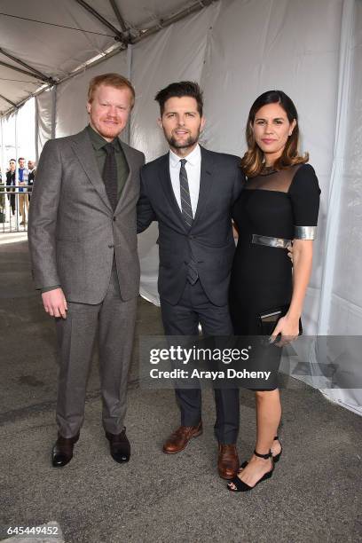 Jesse Plemons, Adam Scott and Naomi Scott during the 2017 Film Independent Spirit Awards at the Santa Monica Pier on February 25, 2017 in Santa...