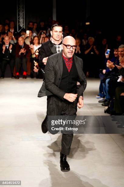 Designer Antonio Marras walks the runway at the Antonio Marras show during Milan Fashion Week Fall/Winter 2017/18 on February 25, 2017 in Milan,...