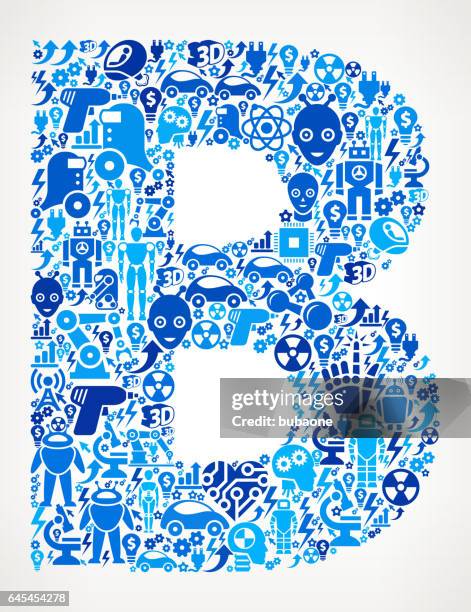 letter b robots and robotics automation pattern - printed circuit b stock illustrations