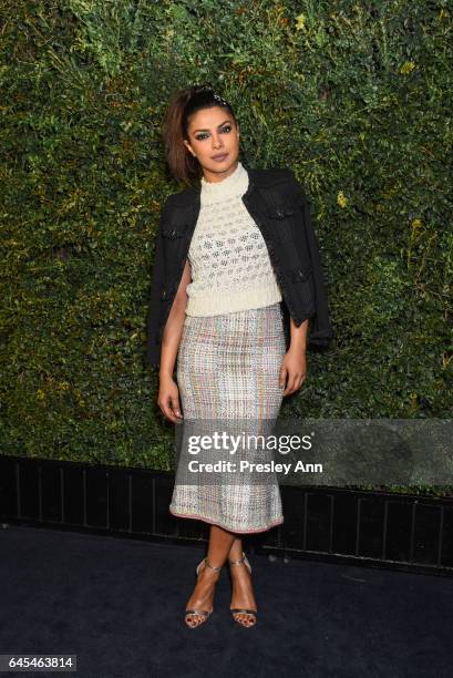 Priyanka Chopra attends Charles Finch and CHANEL Pre-Oscar Awards Dinner at Madeo Restaurant on February 25, 2017 in Los Angeles, California.