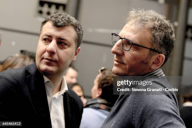 Arturo Scotto and Massimiliano Smeriglio during the presentation of the center Left movement "Democratici e Progressisti", on February 25, 2017 in...