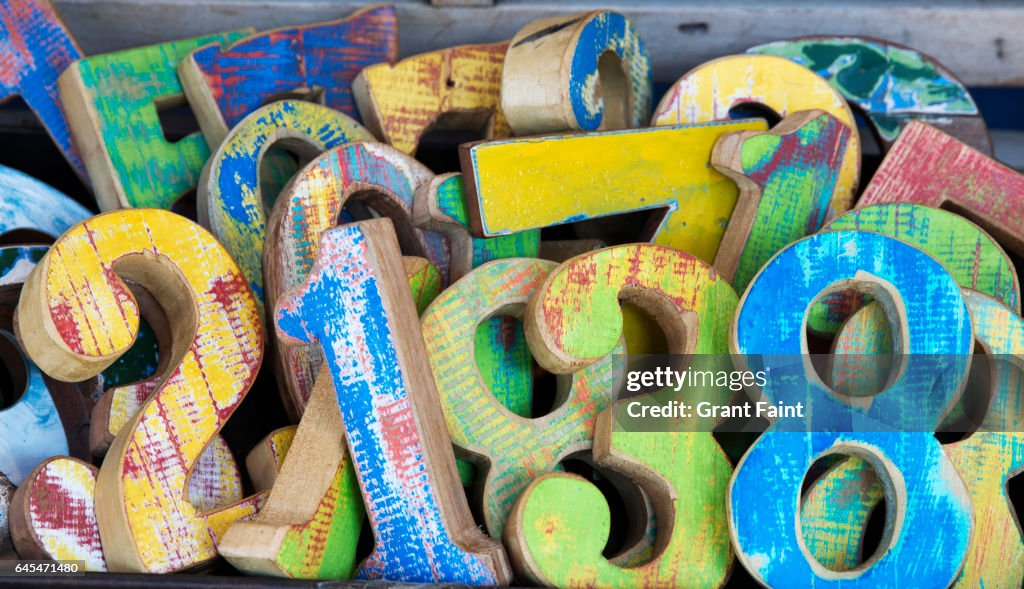 Wooden numbers.