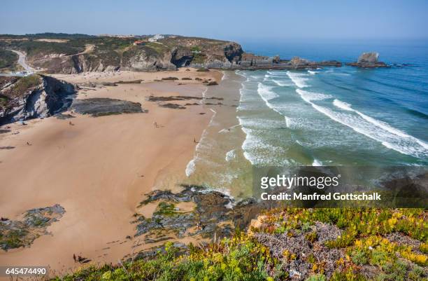 central coastal beach of zambujeira - portugal beach stock pictures, royalty-free photos & images