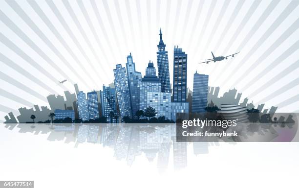 panoramic city - brooklyn stock illustrations