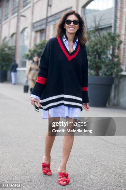 Viviana Volpicella outside Missoni during Milan Fashion Week Fall/Winter 2017/18 on February 25, 2017 in Milan, Italy.