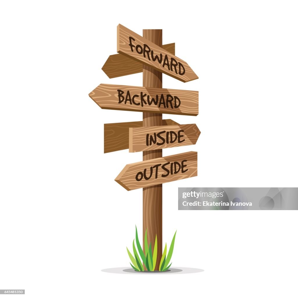 Creative Signboard Direction Wooden Arrow Vector Direction Signboard High-Res Vector Graphic - Getty ...