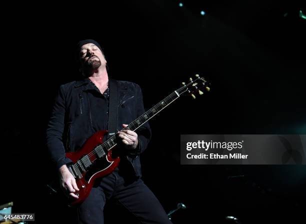 Guitarist/producer John Shanks performs with Bon Jovi at T-Mobile Arena on February 25, 2017 in Las Vegas, Nevada.