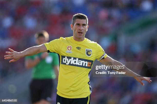 Nick Montgomery of the Mariners during the round 21 A-League match between the Newcastle Jets and the Central Coast Mariners at McDonald Jones...