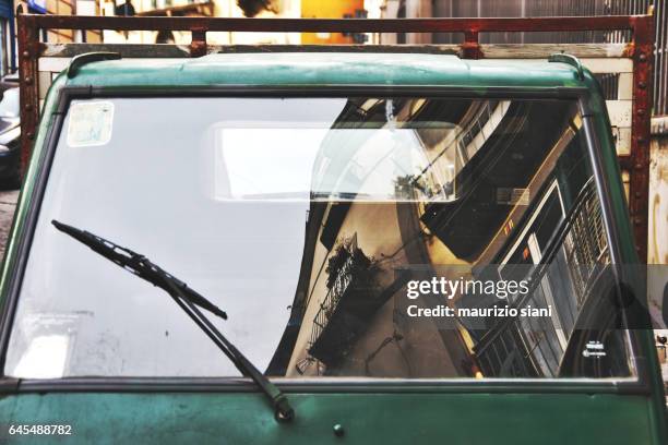 piaggio ape mini pick-up in the streets - windshield wiper stock pictures, royalty-free photos & images