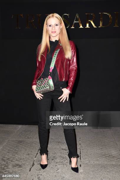 Michelle Hunziker attends the Trussardi show during Milan Fashion Week Fall/Winter 2017/18 on February 26, 2017 in Milan, Italy.