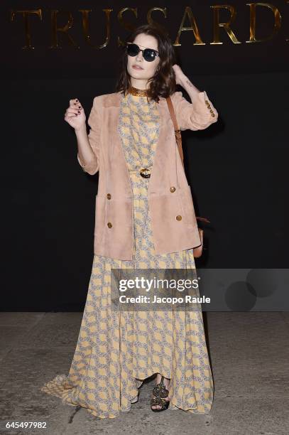 Giulia Elettra Gorietti attends the Trussardi show during Milan Fashion Week Fall/Winter 2017/18 on February 26, 2017 in Milan, Italy.