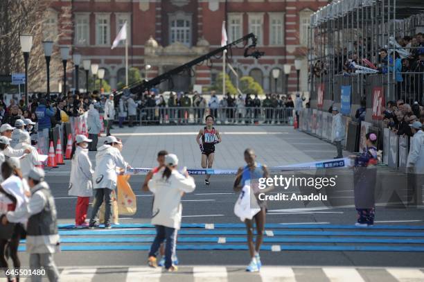 Japanese Hiroto Inoue finishes the Tokyo Marathon 2017 at the 8th place in Tokyo, Japan on February 26, 2017.