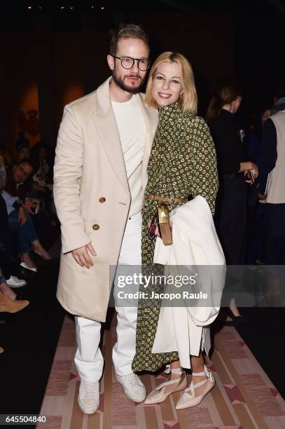 Paolo Stella and Roberta Ruiu attend the Trussardi show during Milan Fashion Week Fall/Winter 2017/18 on February 26, 2017 in Milan, Italy.