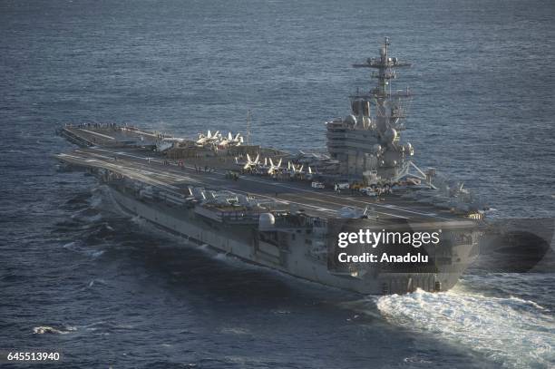 Aircraft carrier USS George Washington is seen during its mission in the eastern Mediterranean Sea on February 5, 22017.