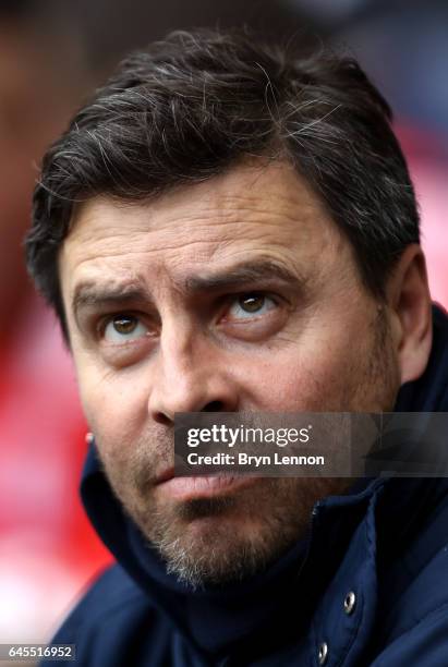 Miguel D'Agostino coach of Tottenham Hotspur looks on prior to the Premier League match between Tottenham Hotspur and Stoke City at White Hart Lane...