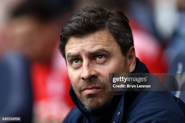 Miguel D'Agostino coach of Tottenham Hotspur looks on prior to the Premier League match between Tottenham Hotspur and Stoke City at White Hart Lane...