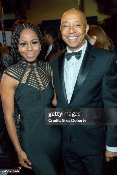 Actress Danielle Mone Truitt and Entrepenuer Russell Simmons attend the 2nd Annual All Def Movie Awards at Belasco Theatre on February 22, 2017 in...