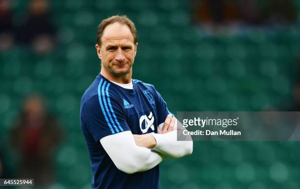 Mike Catt the attack coach of Italy looks on prior to the RBS Six Nations match between England and Italy at Twickenham Stadium on February 26, 2017...