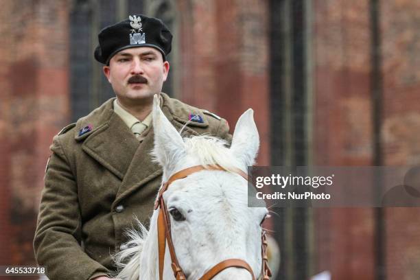 History reenactor dressed as gen Wladyslaw Anders is seen during the Cursed soldiers Day parade on 26 February 2017 in Gdansk, Poland. The Cursed...