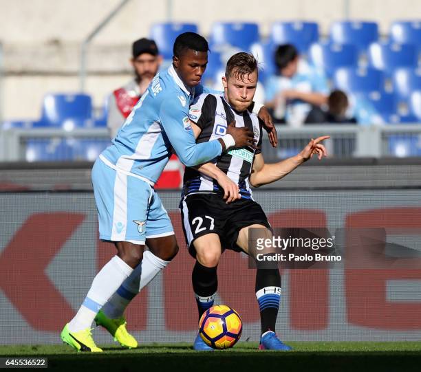 Balde Diao Keita of SS Lazio competes for the ball with Silvan Widmer of Udinese Calcio during the Serie A match between SS Lazio and Udinese Calcio...