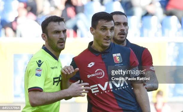 Vasili Torosidis of Bologna and Nicolas Burdisso of Genoa during the Serie A match between Genoa CFC and Bologna FC at Stadio Luigi Ferraris on...