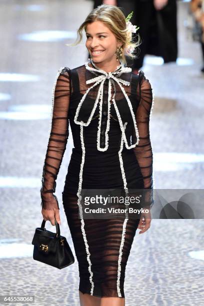Grazi Massafera walks the runway at the Dolce & Gabbana show during Milan Fashion Week Fall/Winter 2017/18 on February 26, 2017 in Milan, Italy.