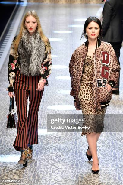 Models walk the runway at the Dolce & Gabbana show during Milan Fashion Week Fall/Winter 2017/18 on February 26, 2017 in Milan, Italy.