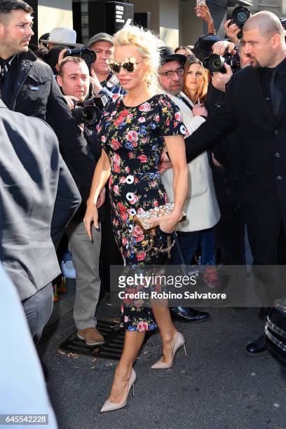 Pamela Anderson is seen during Milan Fashion Week Fall/Winter 2017/18 on February 26, 2017 in Milan, Italy.