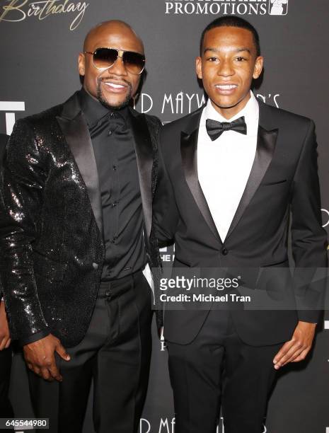 Floyd Mayweather and his son, Koraun Mayweather attend Floyd Mayweather's 40th Birthday celebration held on February 25, 2017 in Los Angeles,...