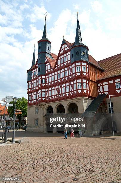 Deutschland, Niedersachsen, Duderstadt, Markt, Rathaus aus dem 14./ 15. Jhd., Fachwerk,