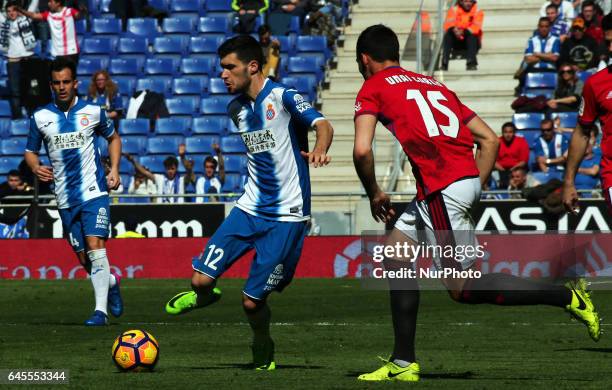 Aaron Martin and Unai Garcia during the match between RCD Espanyol and Osasuna, on February 26, 2017 in Barcelona, Spain.